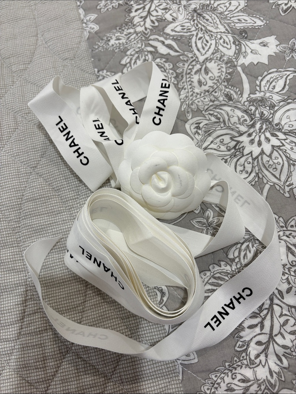 Chanel ribbon with camelia flower